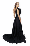 Ophelia -  Black Satin Low Back Maxi Dress