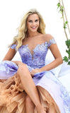 Tarik Ediz Lilac Floral A-Line Maxi Dress