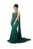 One Shoulder Emerald Green Dress